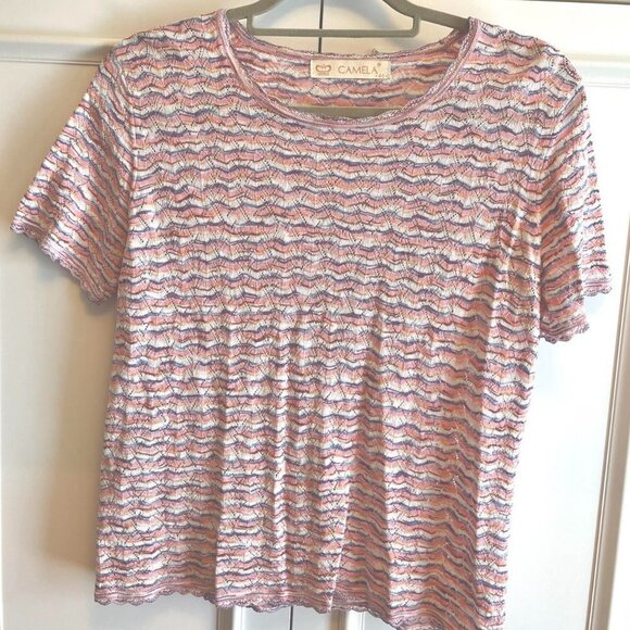 Vintage Camela Knit Pastel T-Shirt Sweater Pink & Lavender - Picture 11 of 15